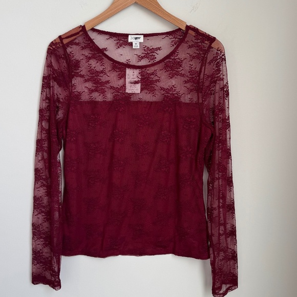 J. Crew Factory Tops - NWT J.Crew Factory Burgundy Long-sleeve lace-lined top SZ M